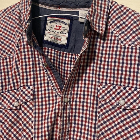 Thread and Cloth short sleeve pearl Snap red white Blue shirt Size XXL - Picture 3 of 4